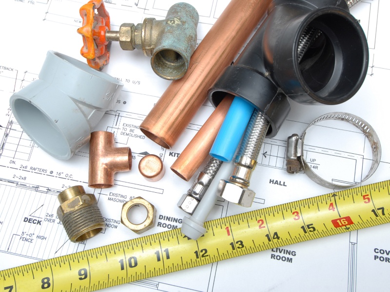 flat layout design of plumbing tools and essentials